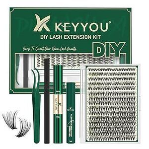 Lash Extension Kit Diy 300Pcs Lash Clusters Kit 40D 0.07 D Curl 9-18Mix Eyelash
